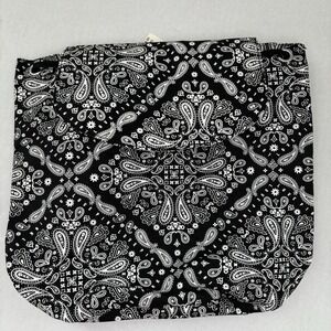 Victoria's Secret Pink Backpack Mini Purse Black White Paisley Cotton Fabric NEW